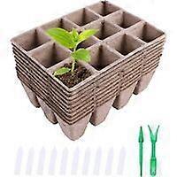 Biodegradable Seedling Tray, 10 Pieces Seedling Tray, Seedling Tray Kit Germination Container Biodegradable Fiber Seedling Pots for Seeds and Vegetabl