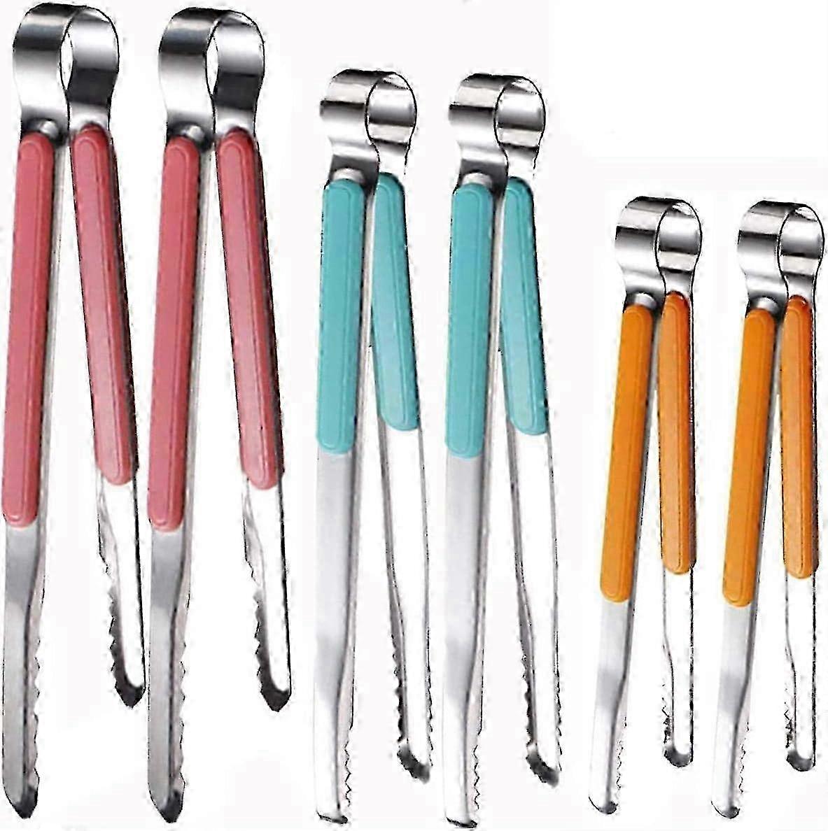 6PCS Silicone Stainless Steel Kitchen BBQ Tongs