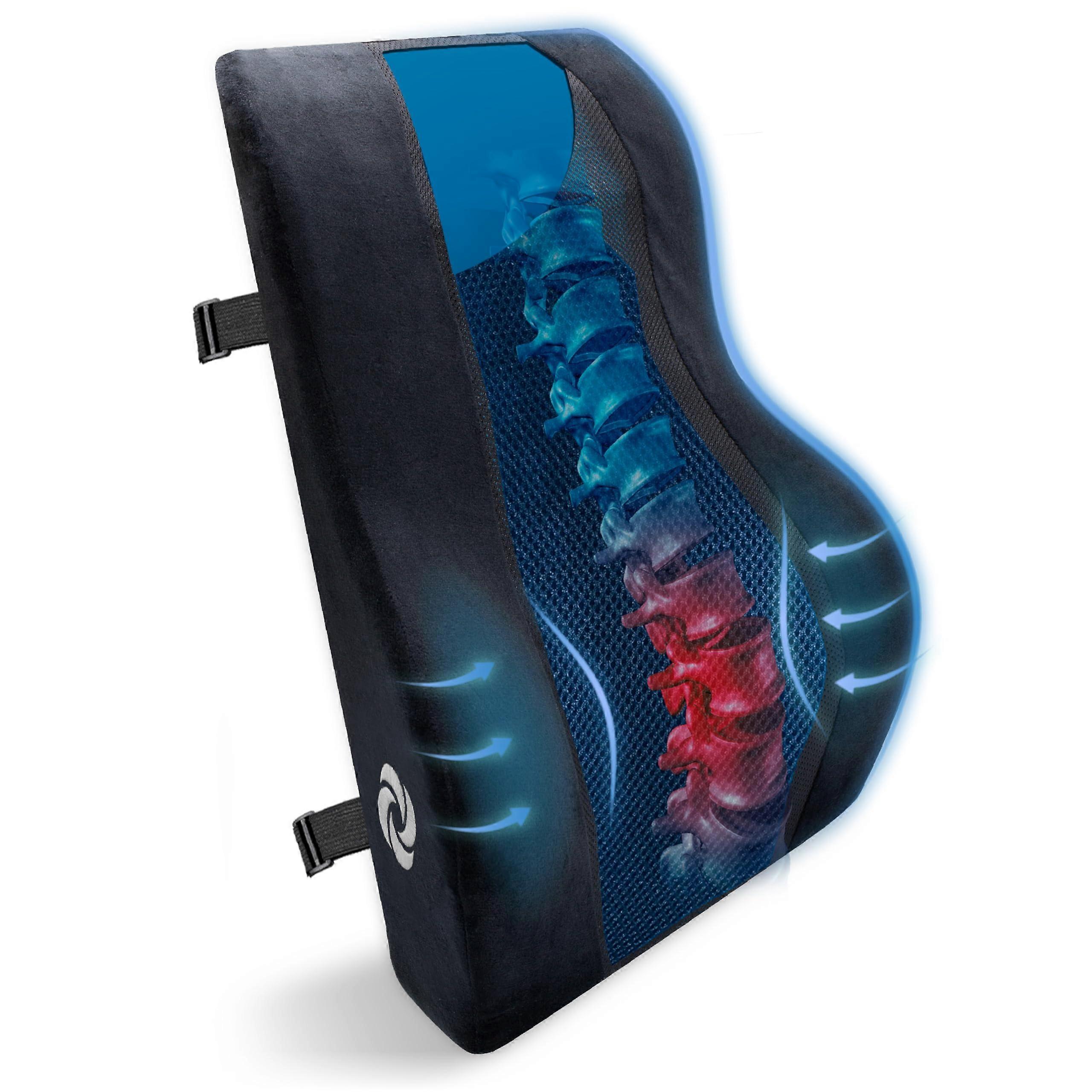 Lumbar Support Pillow with Cooling Gel – Ergonomic Memory Foam Back Cushion for Office Chair, Car Seat, and Gaming