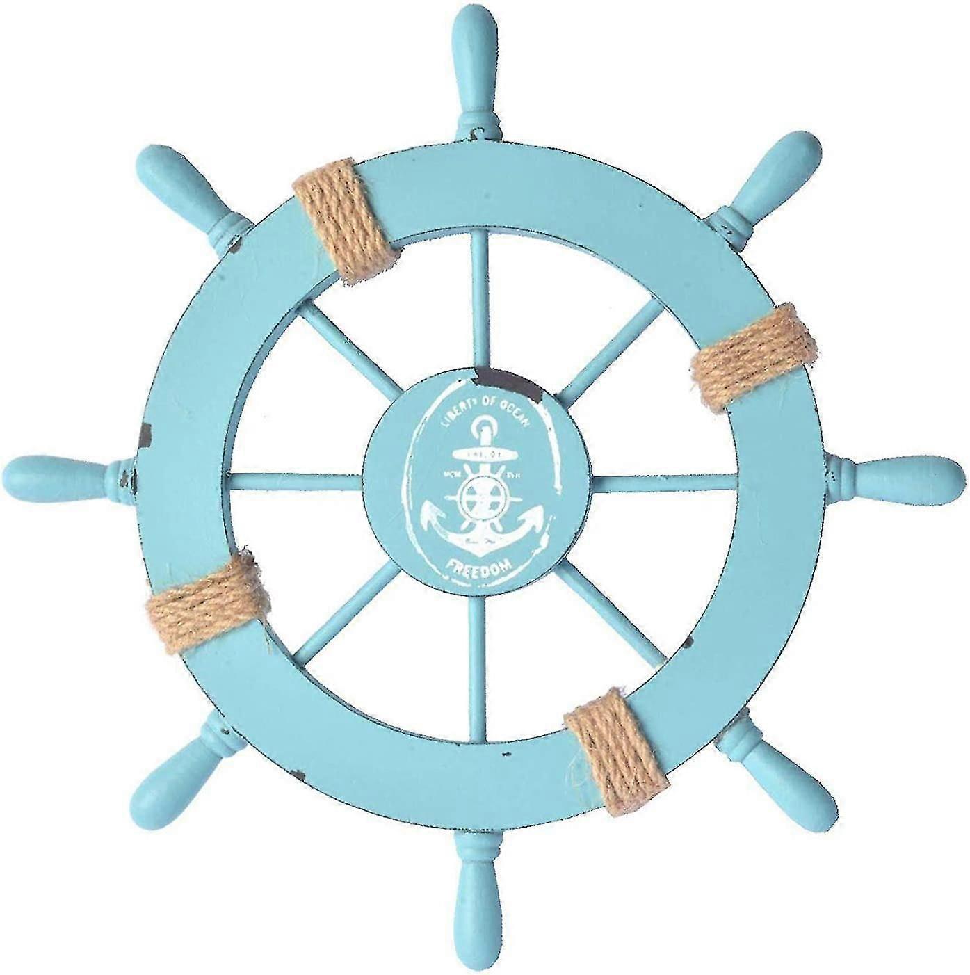 Unbrand 2023 - 28 cm nautical wooden ship wheel decoration nautical beach wooden boat rudder wall ar