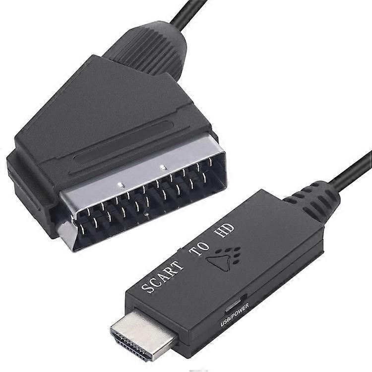 SCART 转 HDMI 转换器 SCART 输入 HDMI 输出视频音频适配器,适用于 HDTV DVD