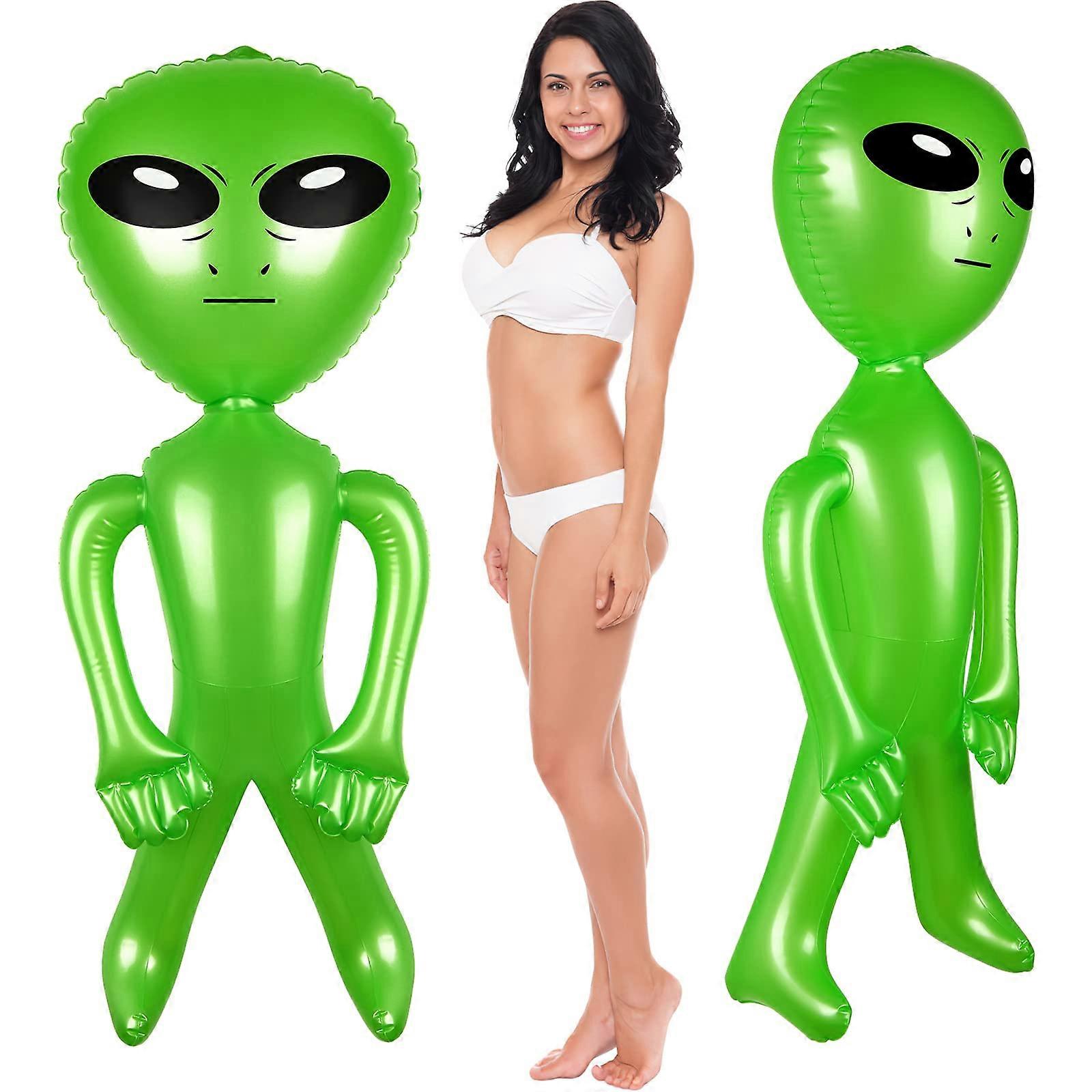 63 Inch Giant Inflatable Alien Toy - 2 Pieces Green Jumbo Foreign Alien Party Decorations for Kids' Events