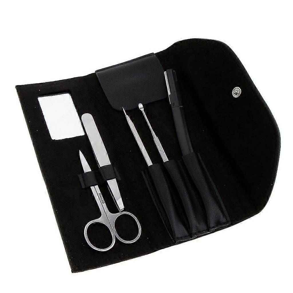 5 In 1 Eyebrow Scissor Tweezer Shaver Grooming Kit Ance Needle Ear Spoon Set