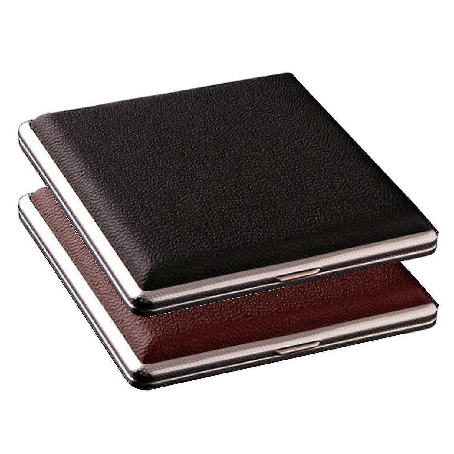 حامل علبة السجائر الأنيق المصنوع من الجلد الرقيق للغاية مع لمسات معدنية يستوعب ما يصل إلى 20 سيجارة