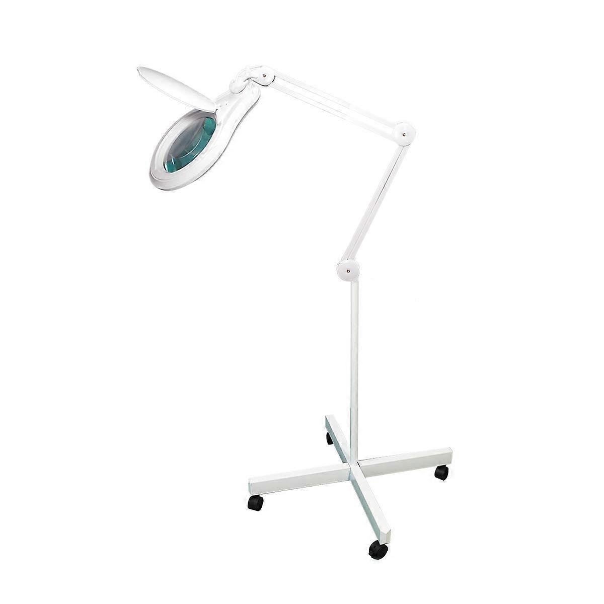 (5 inch Glass Lens) Professional LED Magnifying on Lamp Rolling Floor Stand, Dimmable, 1200 Lumens