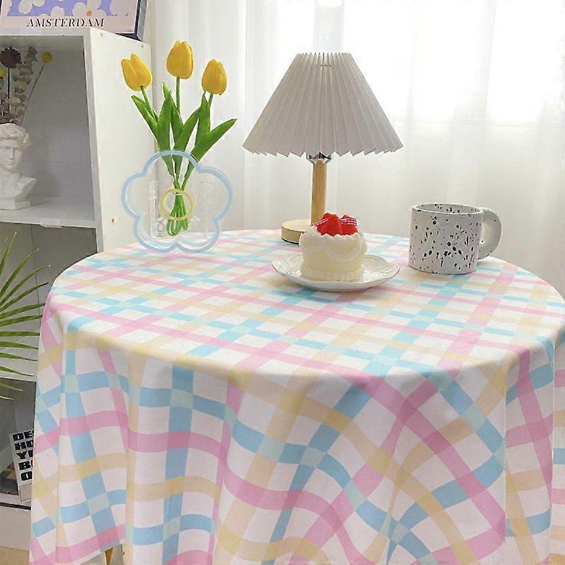 Spring Easter tablecloth rectangular tablecloth 140*140cm watercolor buffalo plaid plaid tablecloth spill-proof tablecloth