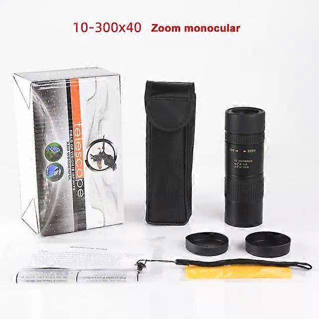 10-300X40 HD Zoom Monocular Portable Telescope Mobile Telephoto Lens w/Tripod for Outdoor Camping Bird Watching Traveling