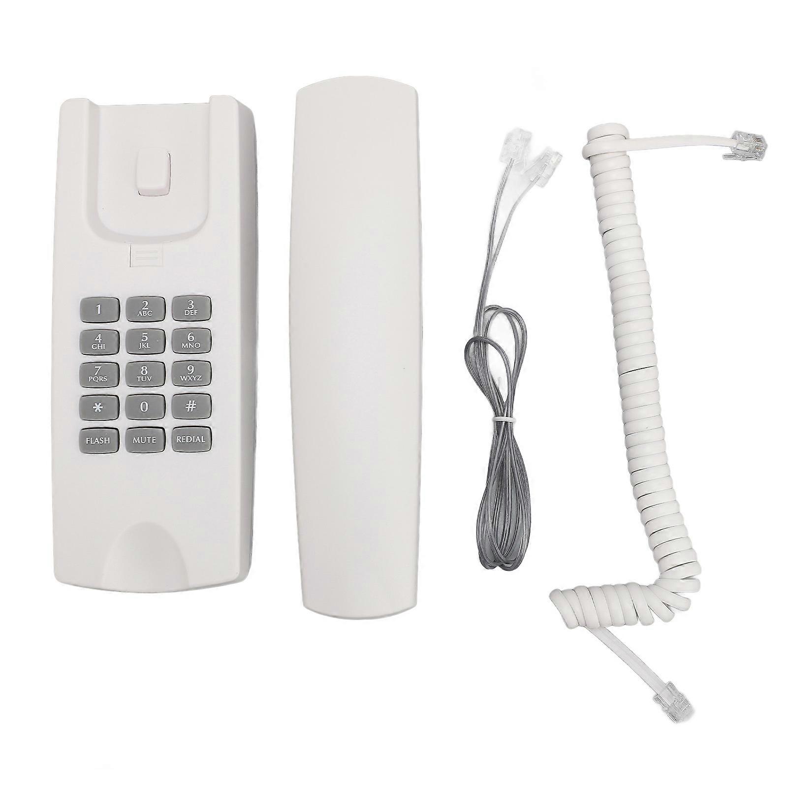 Corded Phone ABS Wall Mounted Landline Telephone with Volume Control Mute and Redial Function for Office Hotel
