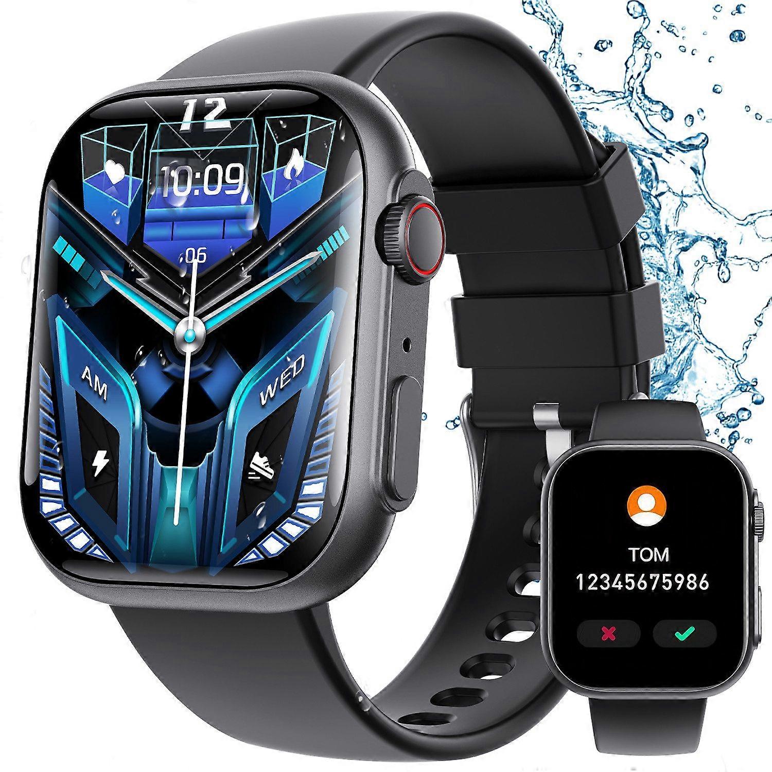 Smartwatch fitness tracker watch with call function black stylish durable design