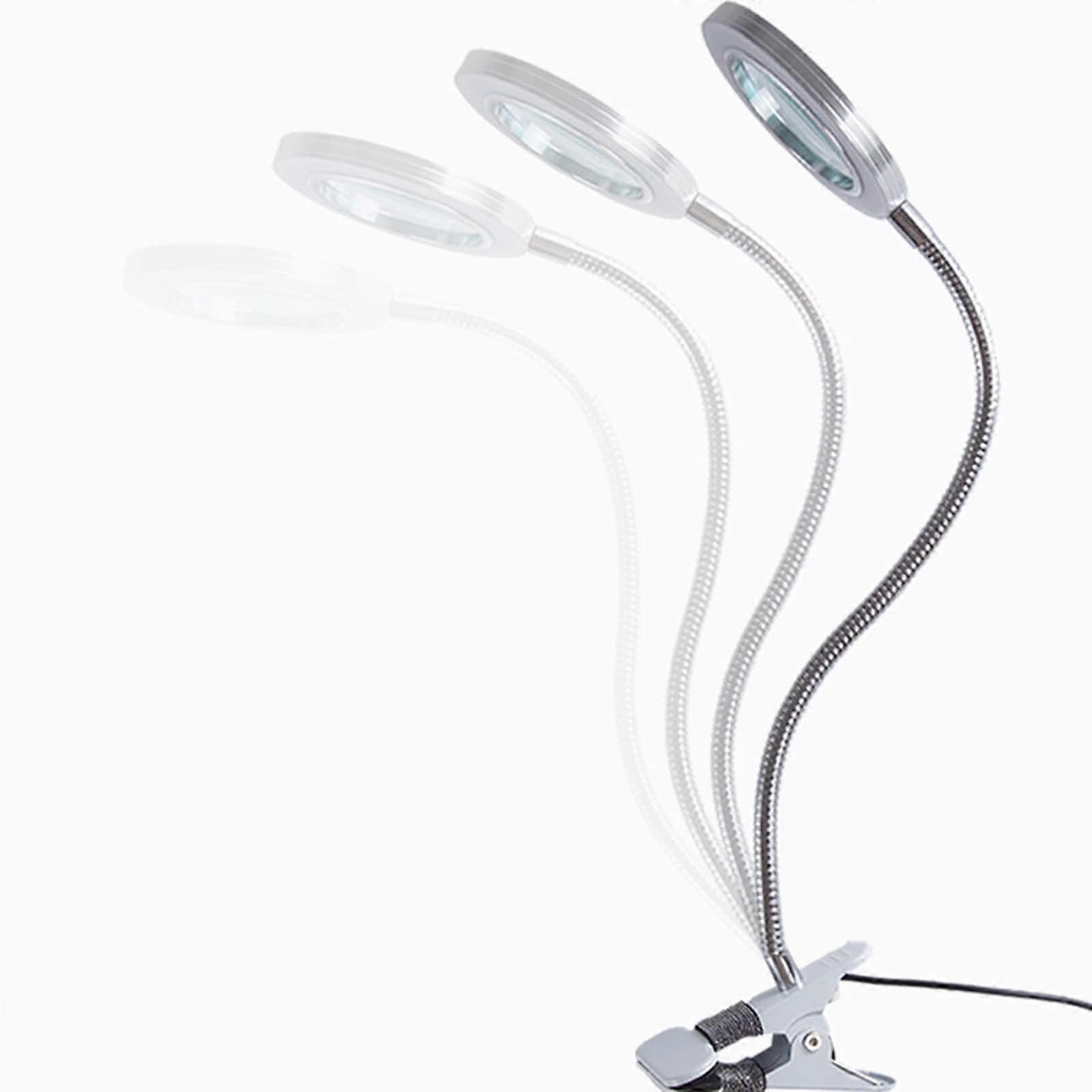 Magnifying Glass with Light and Stand, USB Powered Desk Lamp with Adjustable Flexible Gooseneck and LED Light