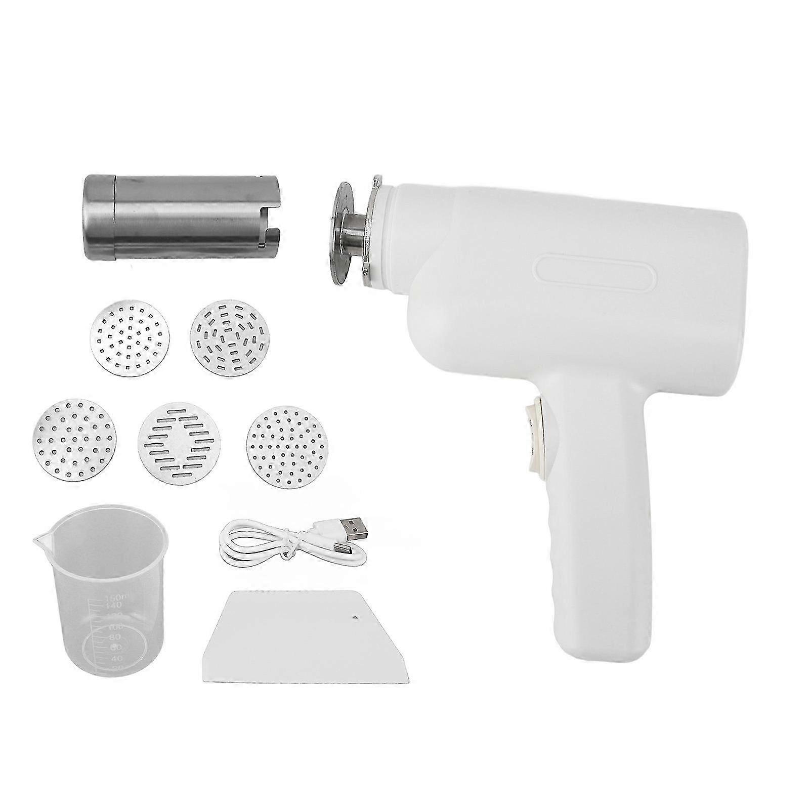 Electric Pasta Maker Multifunctional Stainless Steel Automatic Portable Handheld Noodle Maker Machine for Kitchen White