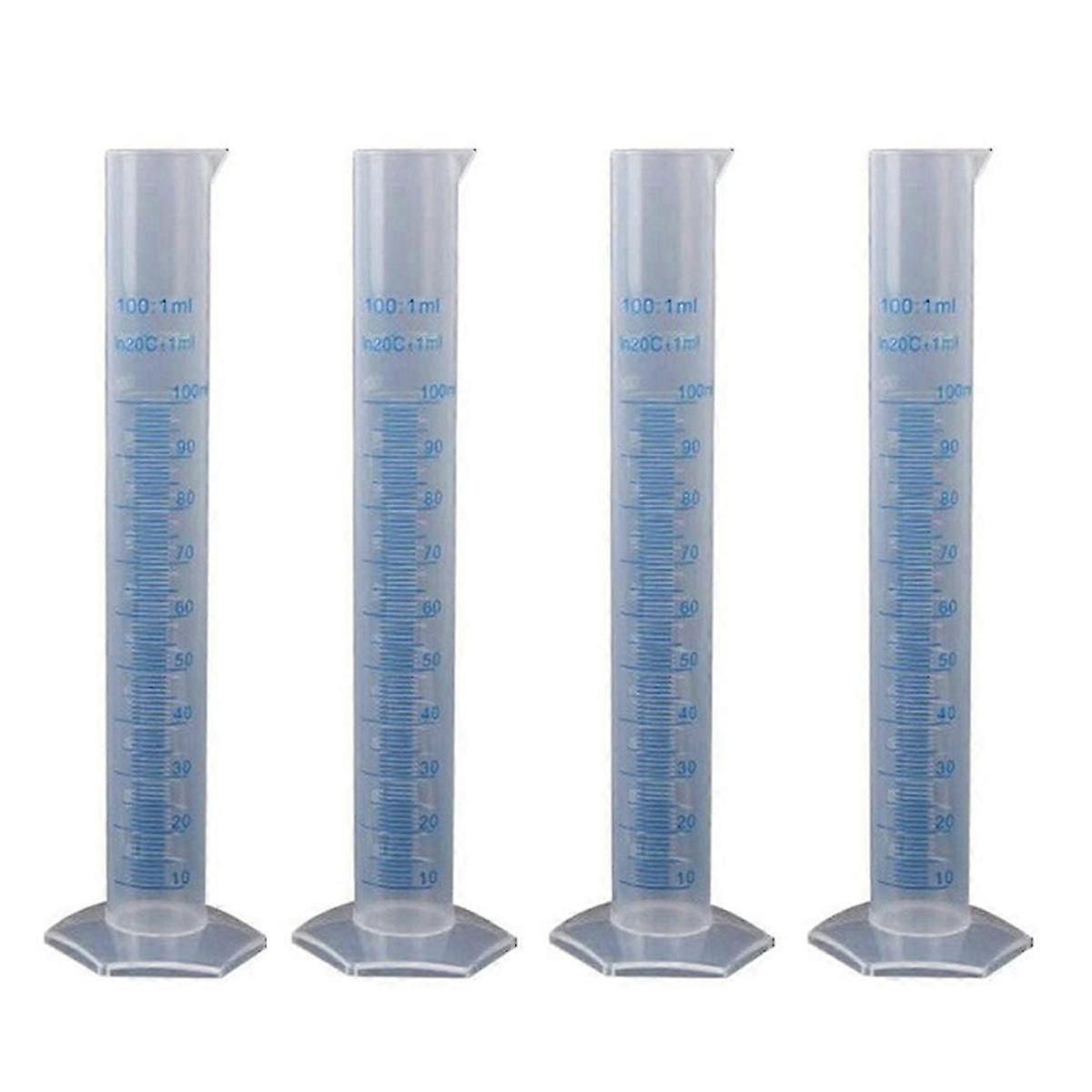 4X Measuring Cylinder Plastic Graduated Tube Tool for Lab(100Ml)