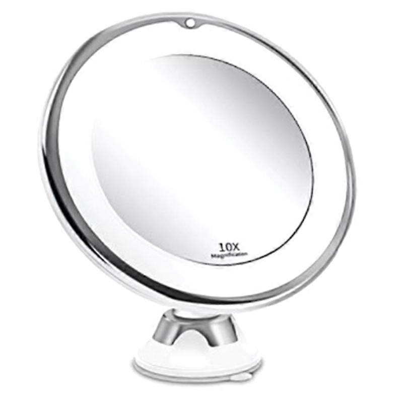 LED 10X Magnifying Make Up Mirror Can Locking Suction Cup&360Degree Rotating Adjustable for Home/Tra