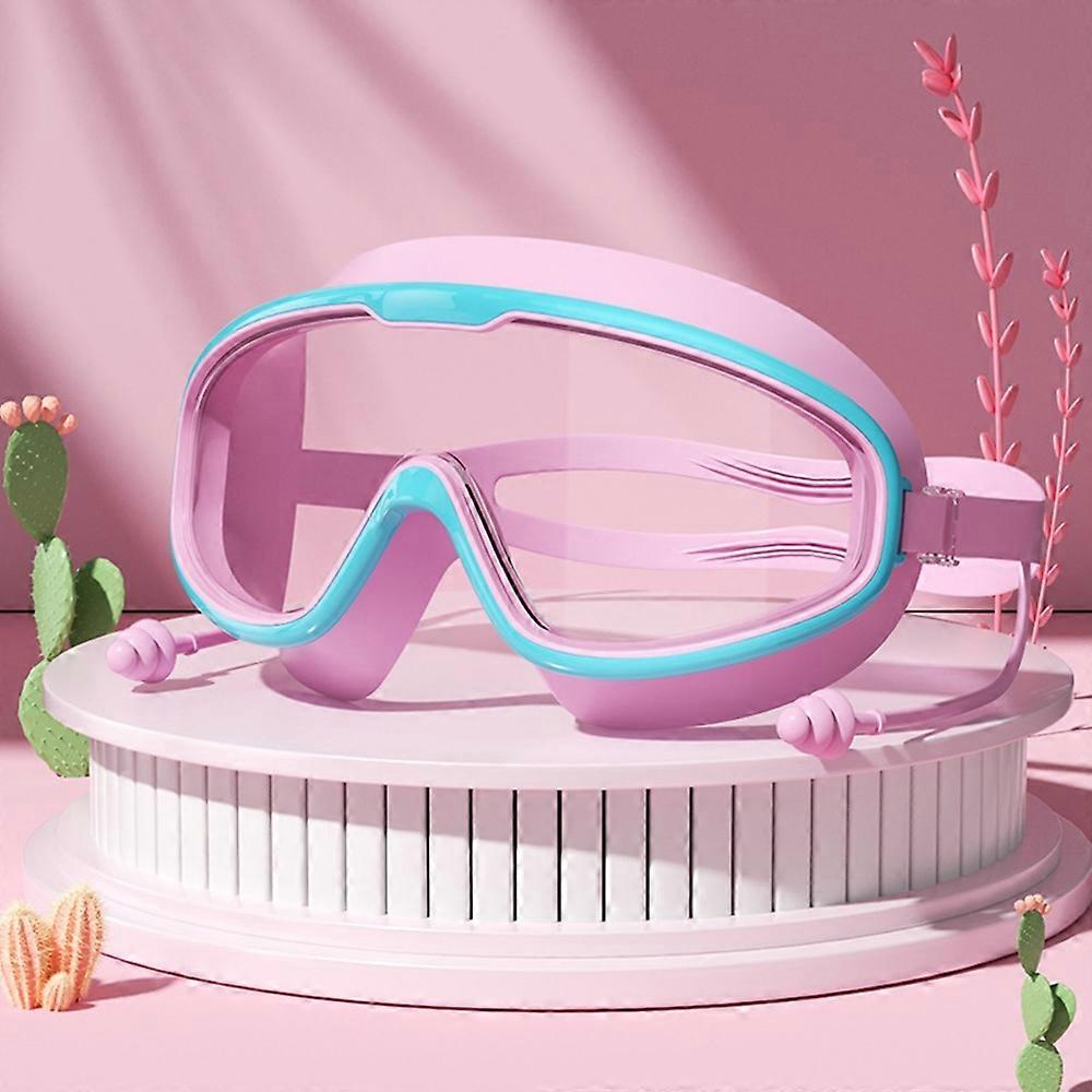 RESHEIR Large Frame Children Swim Goggles Anti Fog Swimming Glasses with Integrated Earplugs for Boy