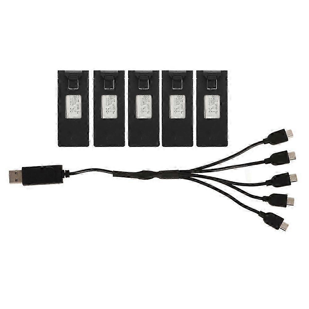 Drone Accessories 5Pcs Drone Lithium Battery 3.7V 1800mah Remote Control Aircraft Model Accessories with Charging Cable-JC