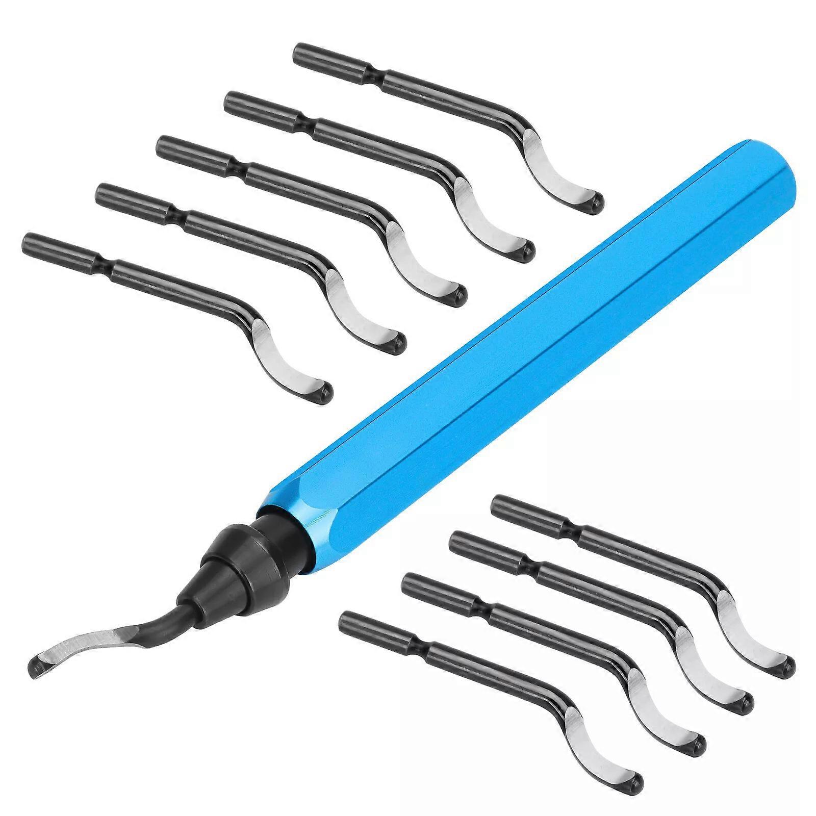 Deburring Tool Set Metal Handle Deburrer + 10PCS BS1010 HSS Burr Removal Blades