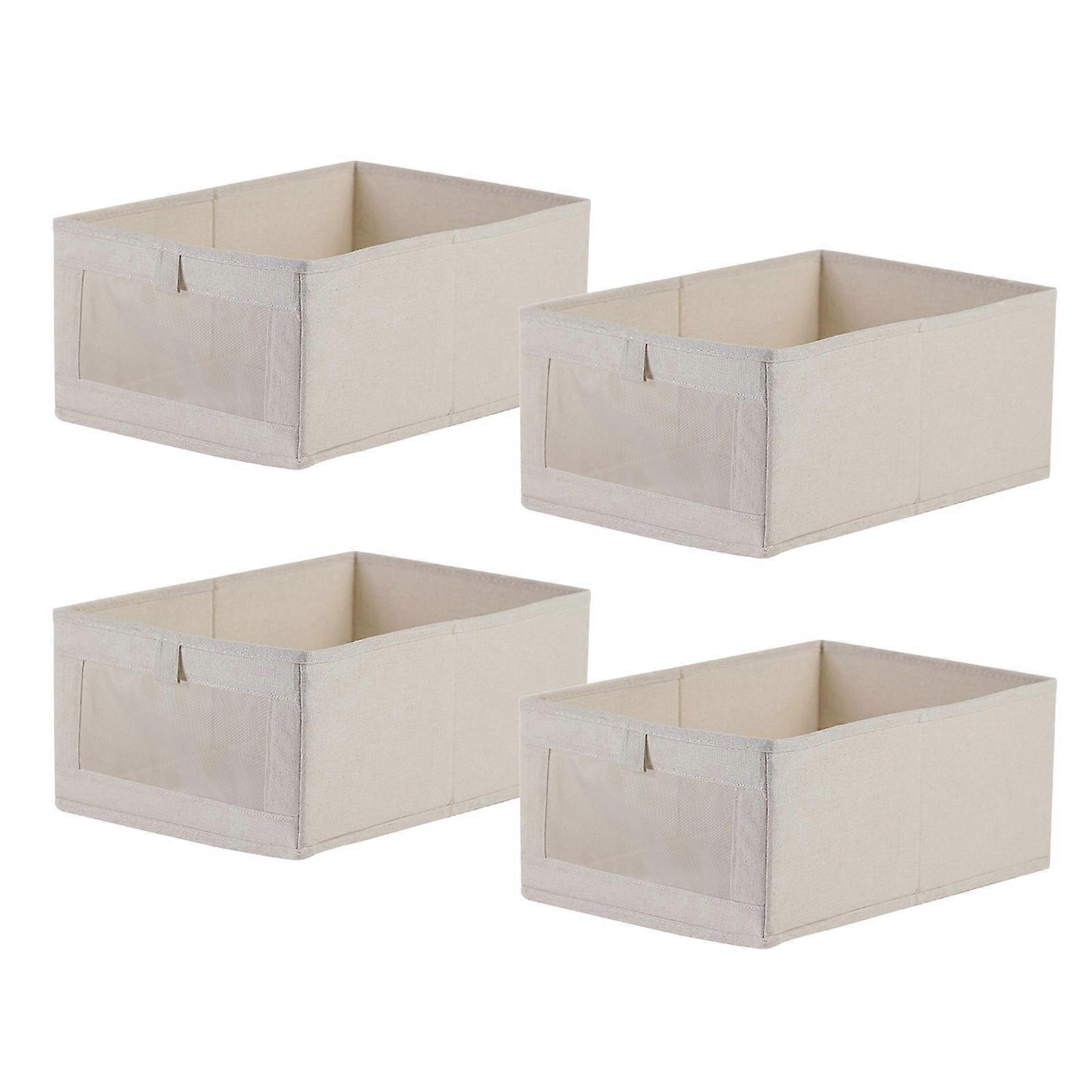 Pack Of 4 Space Saving Linen Storage Containers for Home and Dorm Room Use Clothing Boxes Breathable Fabric Bins