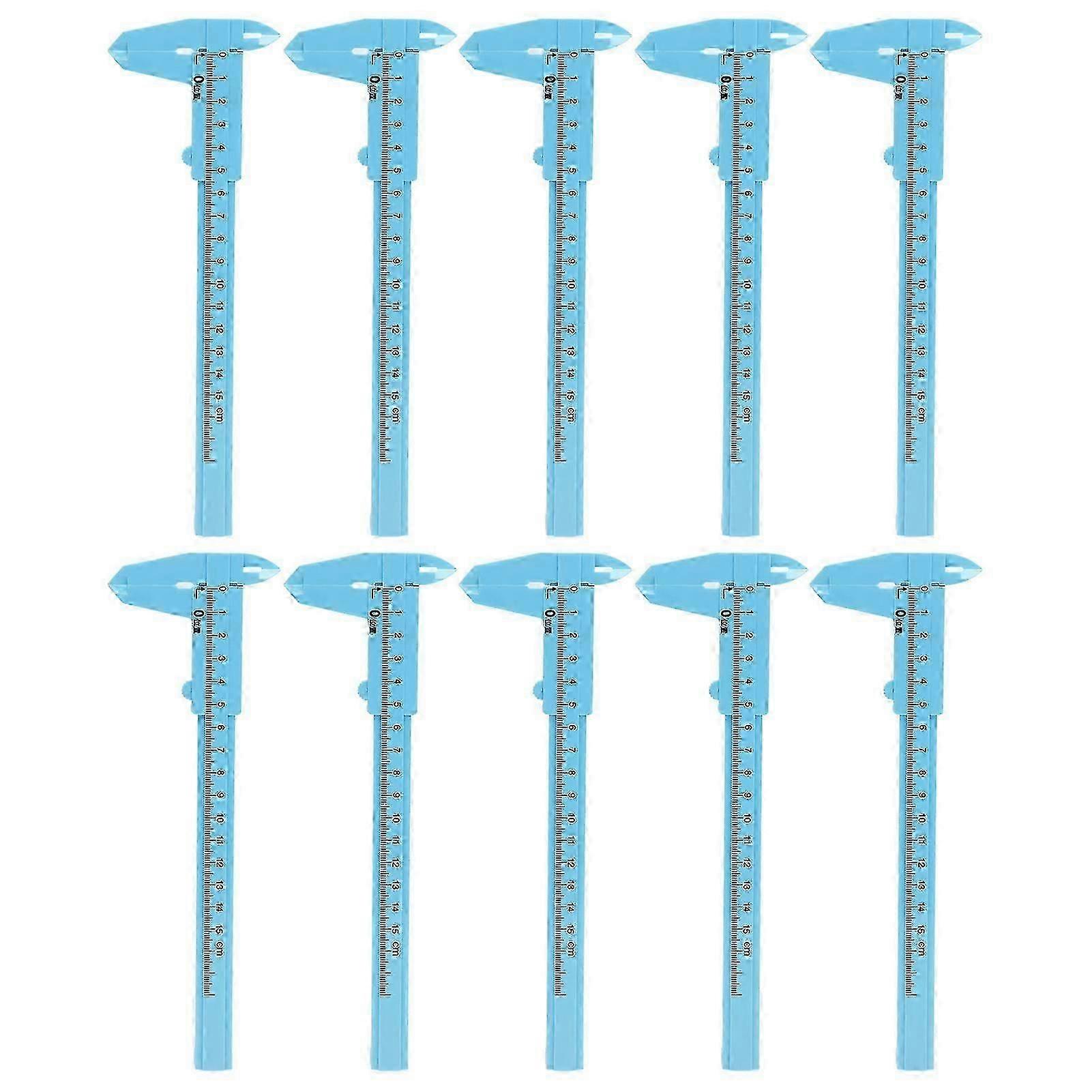 10pcs Plastic Vernier Caliper Metric Scale Ruler Measurement Tool for Student Craft Projects 0-150mm
