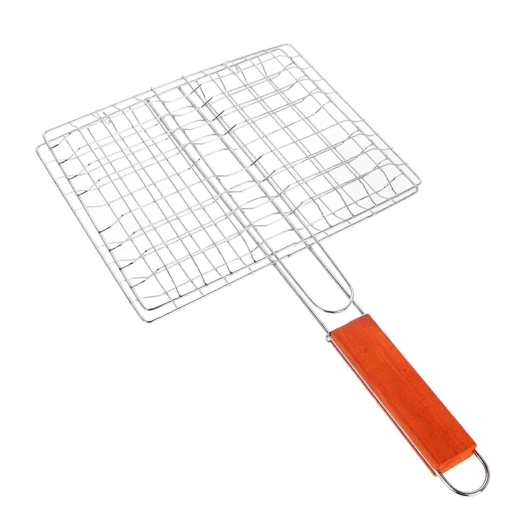 Foldable Portable Grill Net Clip, Heat-Resistant Stainless Steel, Durable, For Vegetables and Meat, Camping and Barbecue