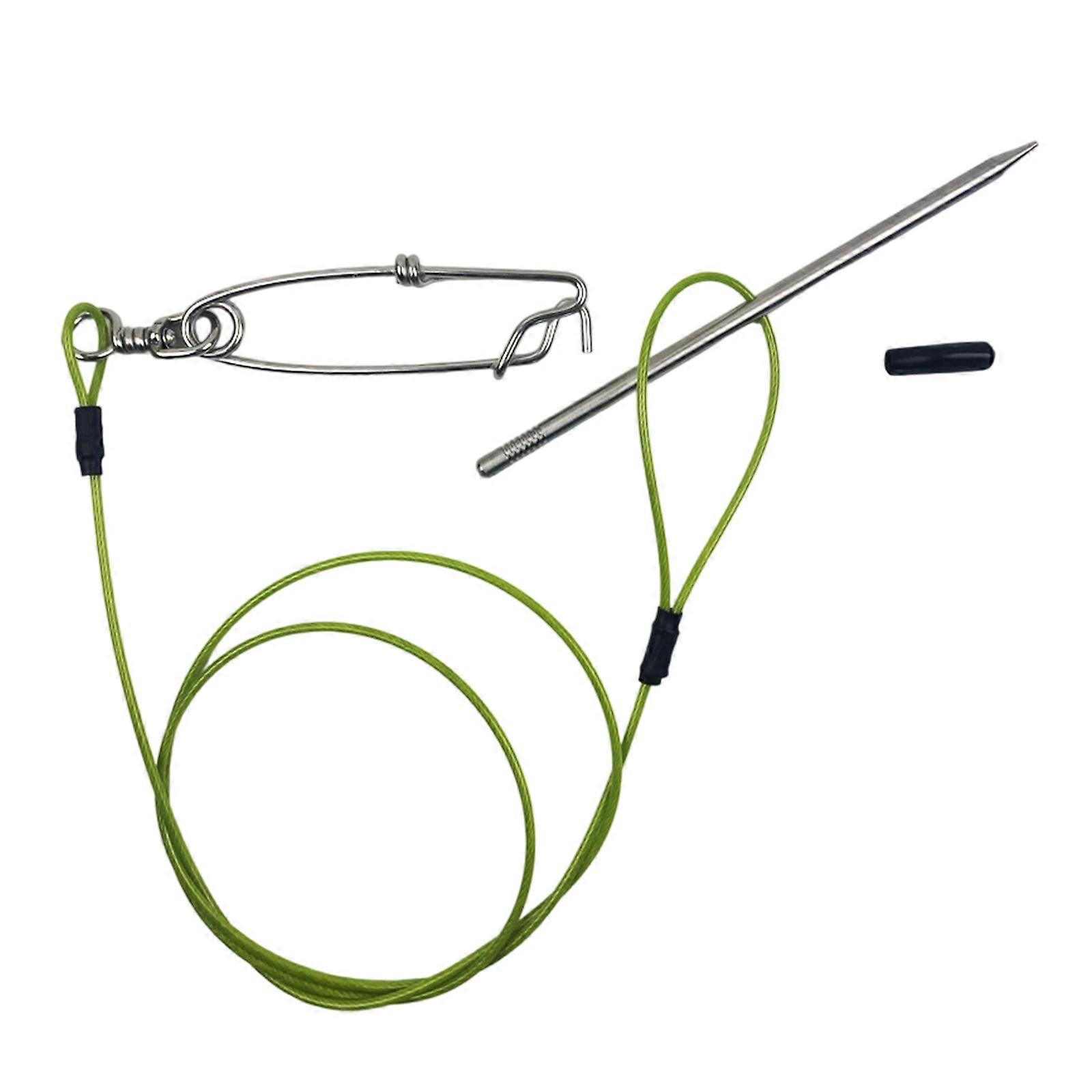 Fish Stringer with Clip Fish Holder for Diving Quick Handspear Stainless Steel Cable Stringer Big Game Fish Needle Hook