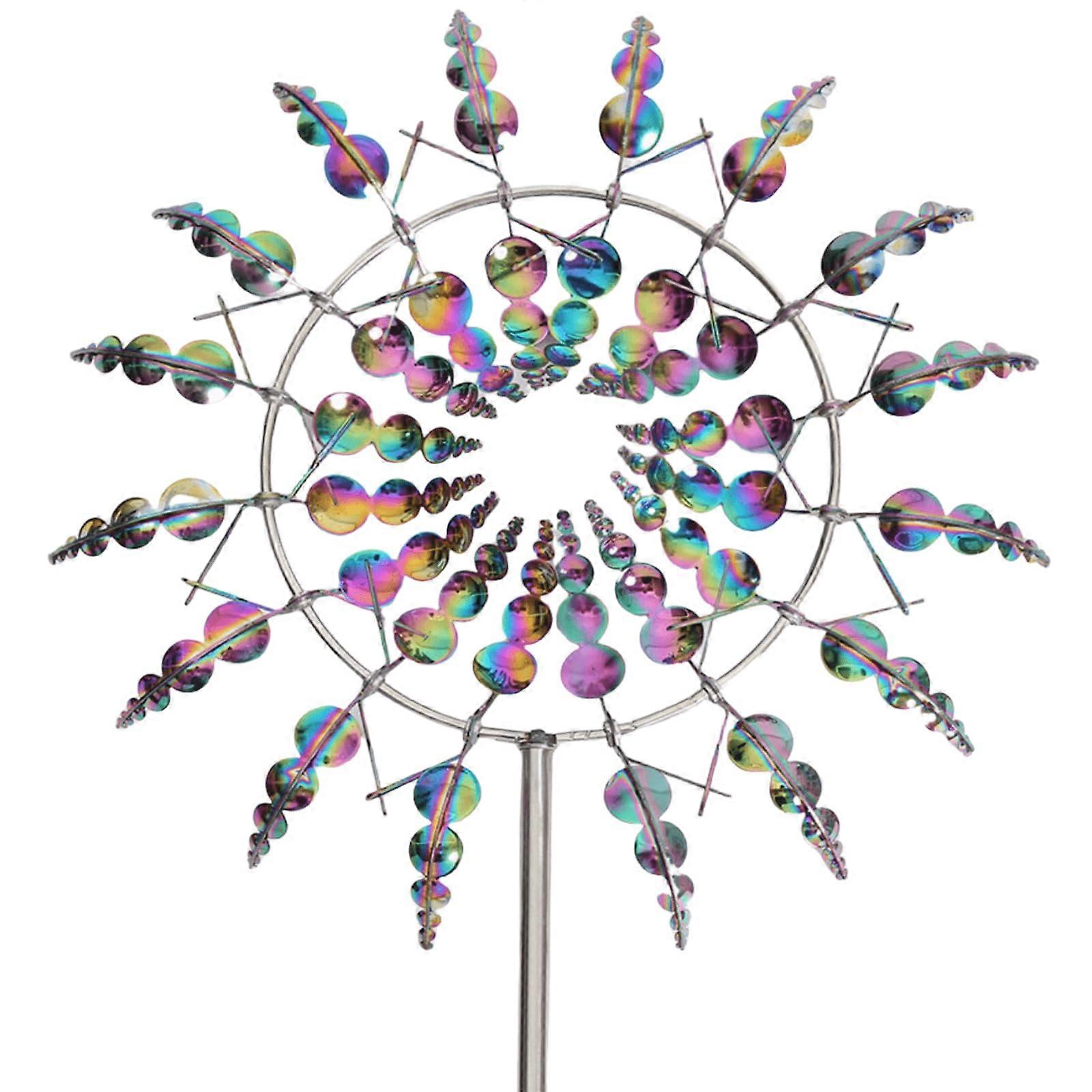 UniqueAndMagicalMetalWindmill,3dWindPowered,StainlessSteelGardenStake,ForTerraceDecoration