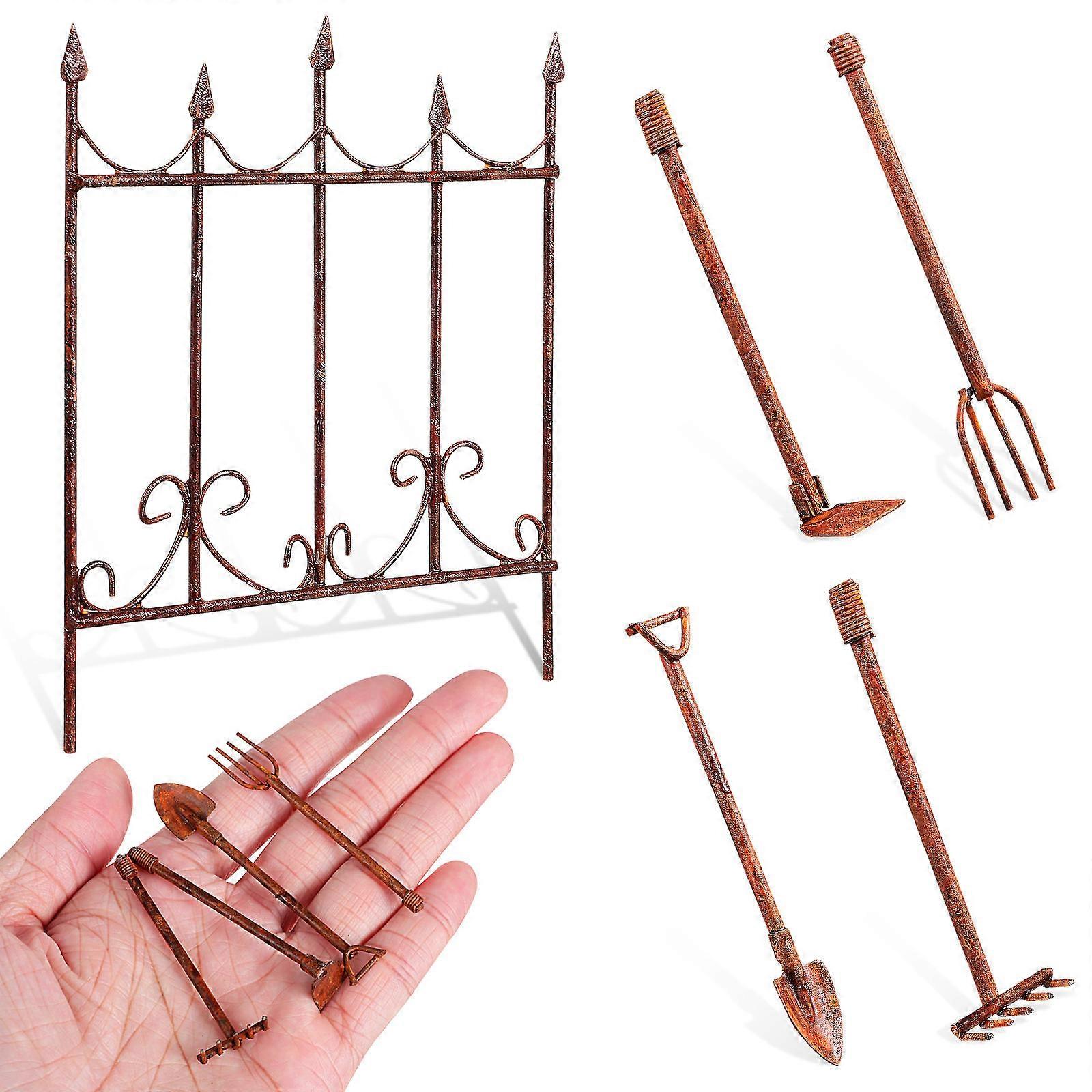It seems like your query might be incomplete, but I understand you're asking about **5pcs Miniature Garden Tools (Classic Spade, Rake)** used as