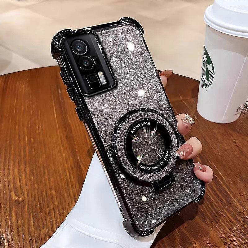 F5pro Case Luxury Magnetic Bracket Shockproof Cover For Xiaomi poco F6 X6 F5 Redmi 13 14 PRo F3 13T 12T Case with Holder shiny Glitter