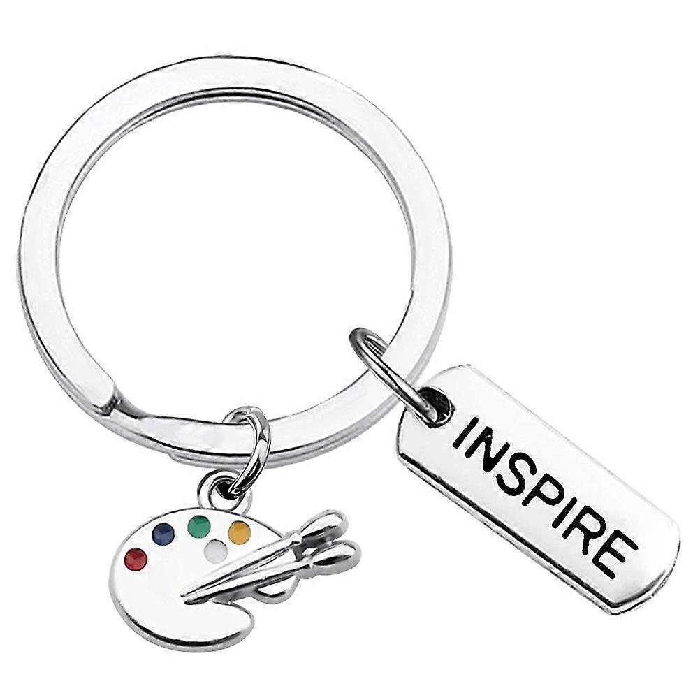 Palette-Shape Keychain 1Pcs Silver Metal Key Chain with Artistic Charm Pendant for Decoration