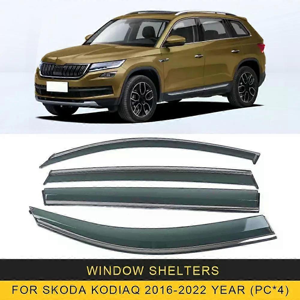 Chrome Strips Rain Guards for Skoda Kodiaq GT 2016-2022 Window Visor Wind Deflectors Door Visor Vent Shades Ventvisor