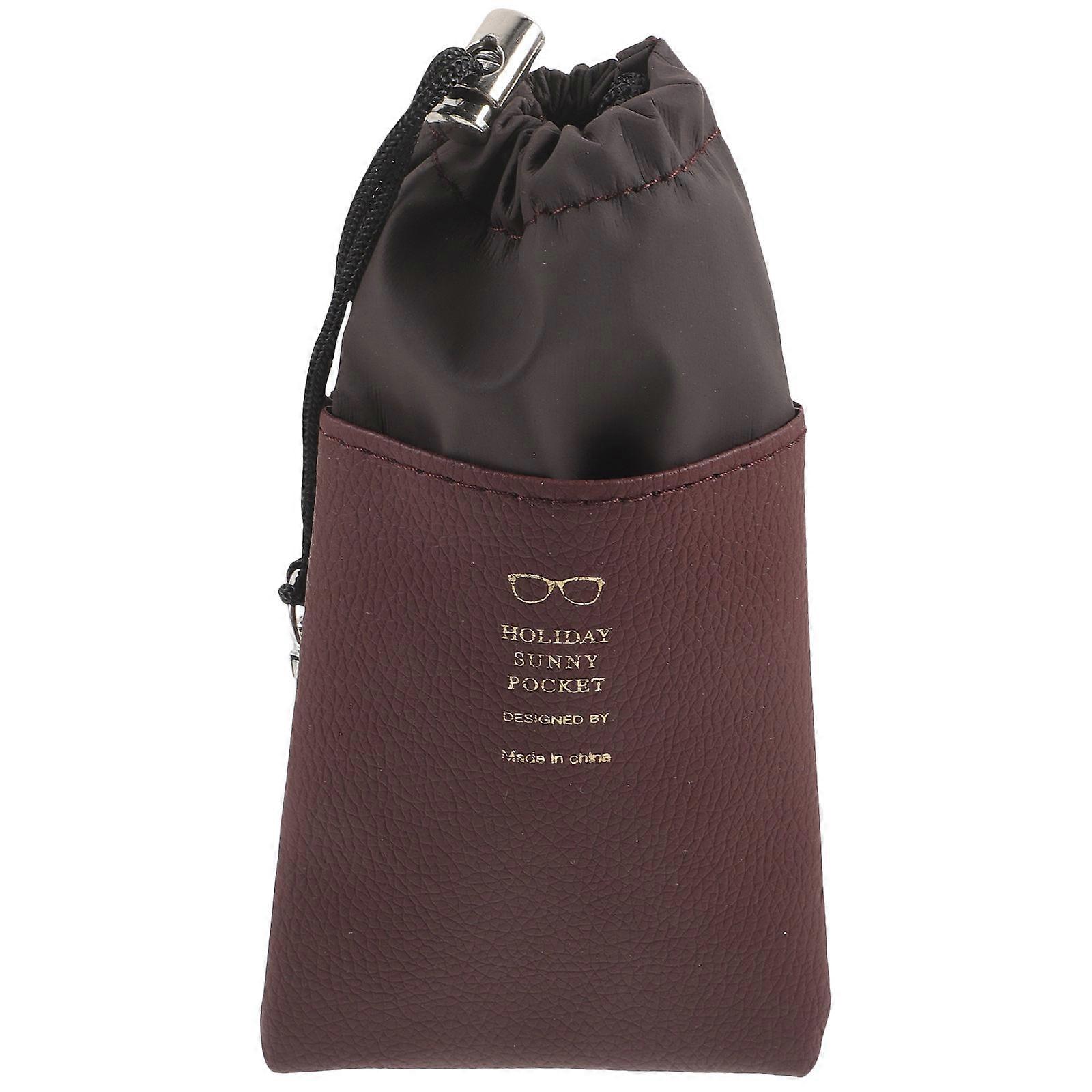 Travel Sunglasses Organizer Case Simple Temperament Leather Glasses Bag For Man Women Daily Use Light Brown 22*12cm Scratch-Resistant 1Pcs