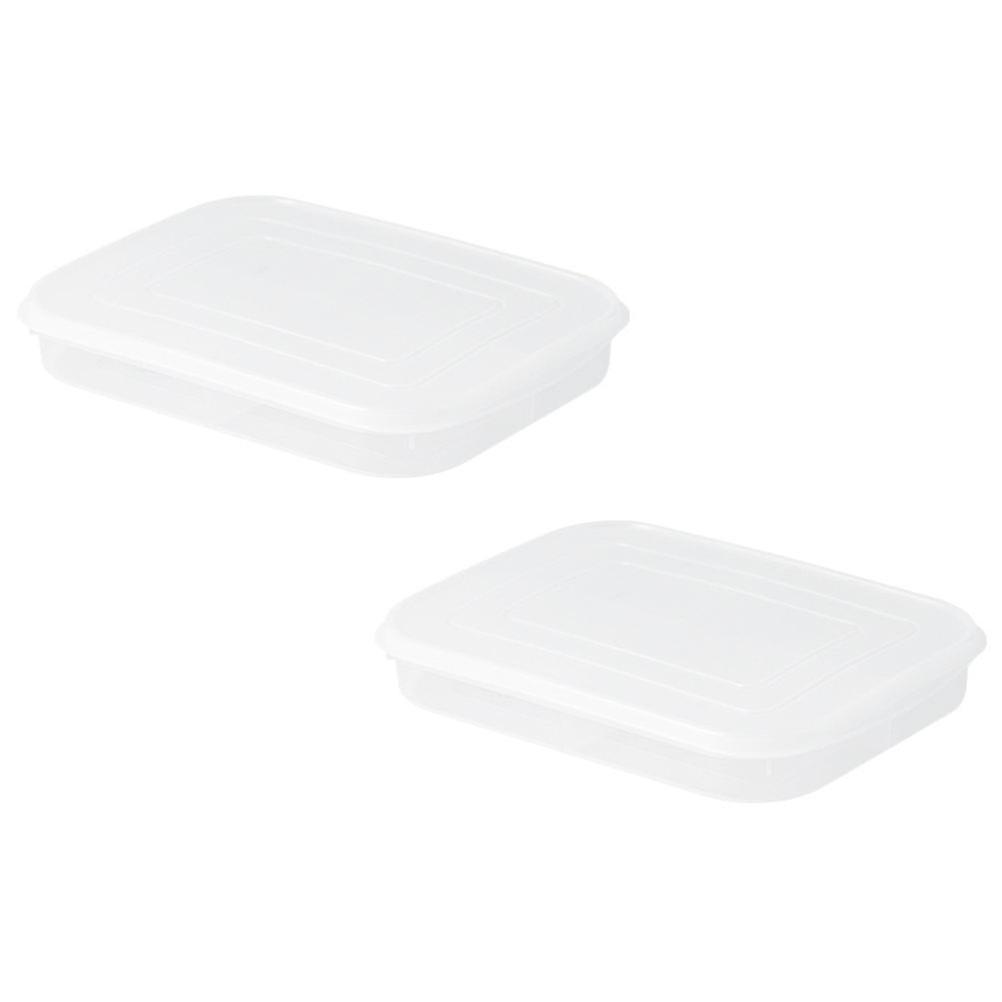 Compartment Storage Box Fresh Preservation Boxes Home Kitchen Use 26x18.5cm White Sealed 2Pcs