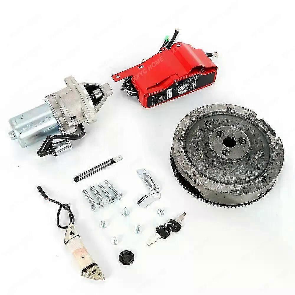 Electric Start Kit Flywheel Starter Motor Switch Ignition Suitable for  Honda GX390 13HP Engines and Generators