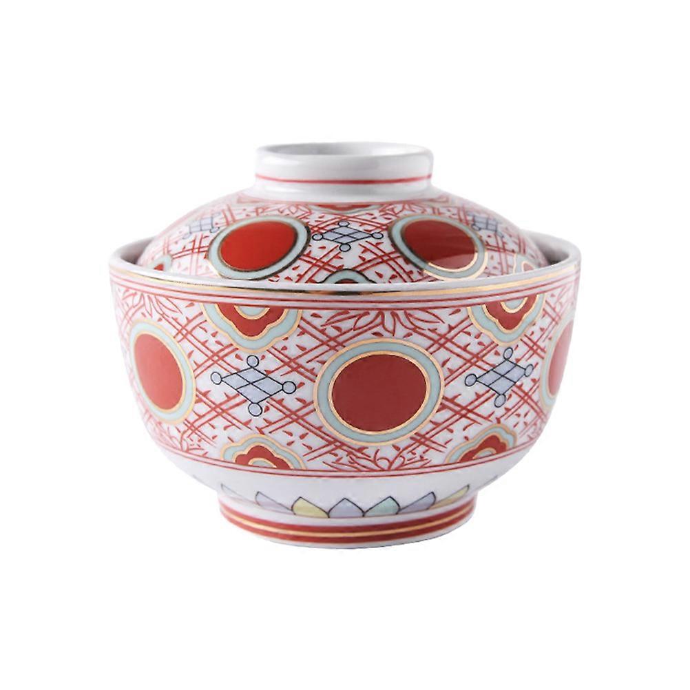 Lidded Soup Bowl Ceramic Material For Dining Experience Red 4.3×3.5×2.5in 1Set