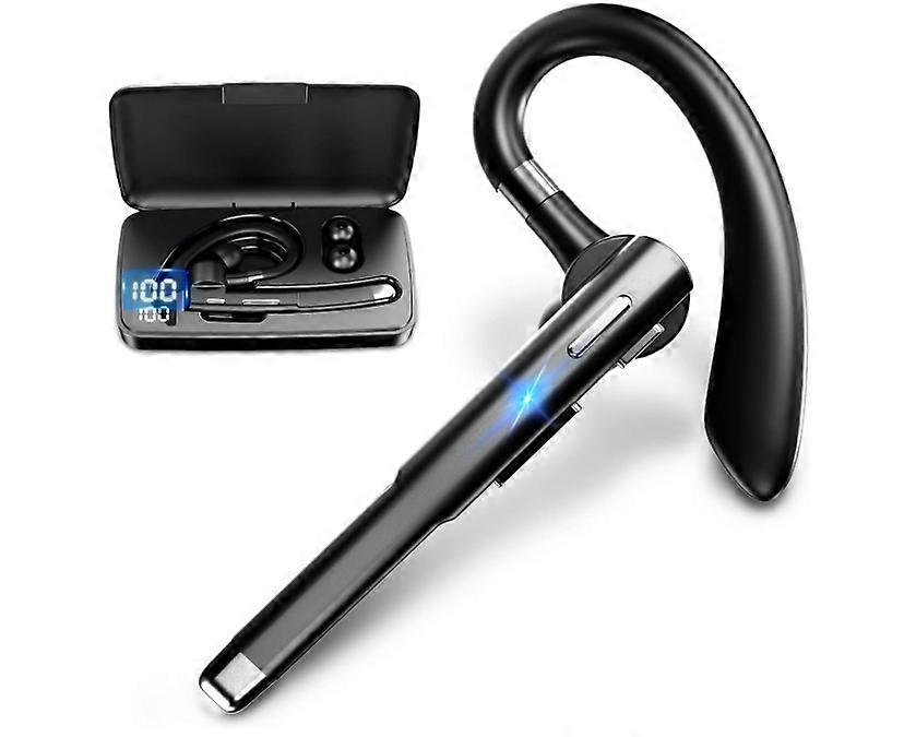 Bluetooth Wireless Earpiece for Cellphone, Bluetooth 5.2 Headset Wireless Headphone with Charging Case,Microphone for Office Driving(Black)