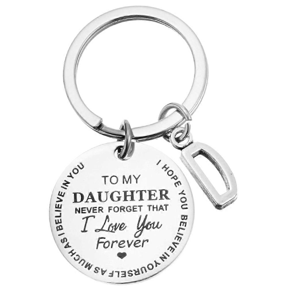 To My Daughter Keychain Family Affection Keychain with Lettering Design Silver Color 6x3cm Size 1Set