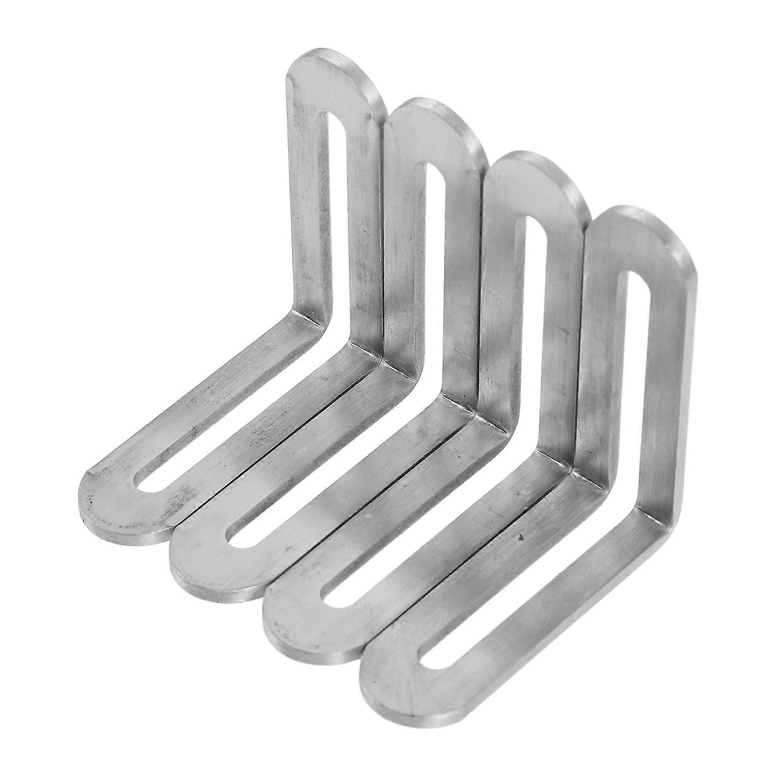 L-Shape Metal Bracket Corner Shelf Bracket Strengthen Right Angle Silver 4Pcs