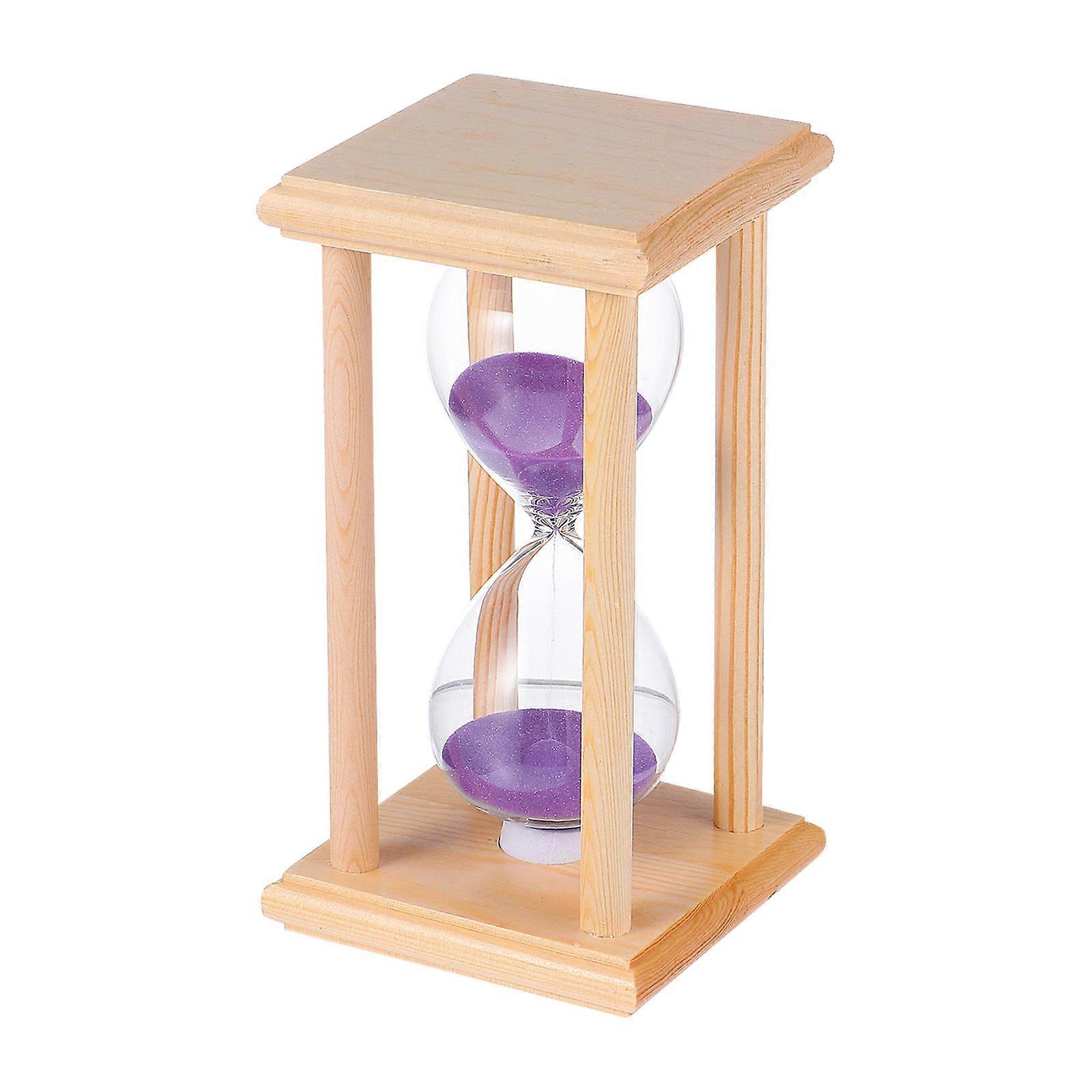 Sand Timer Decoration Glass Hourglass Timer Stylish Desk Ornament Cylindrical Wooden Frame For 1Pack