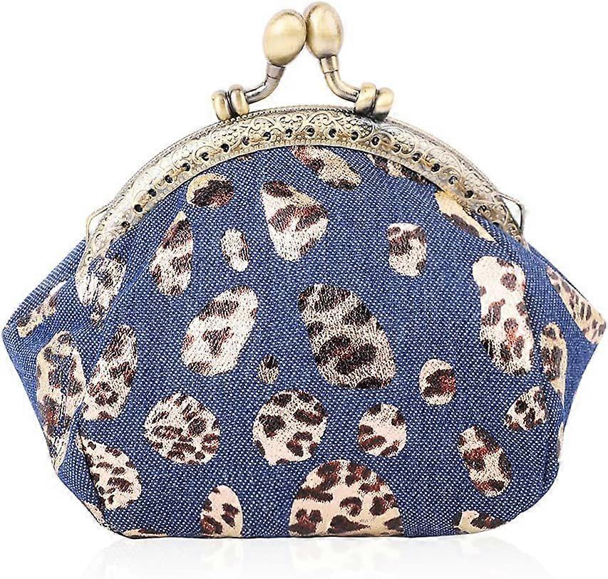Heytea myntveske myntpose vintage pose kyss-lås bytte veske rose mønster lommebøker myntpose for fest favoriserer gaver (leopard)