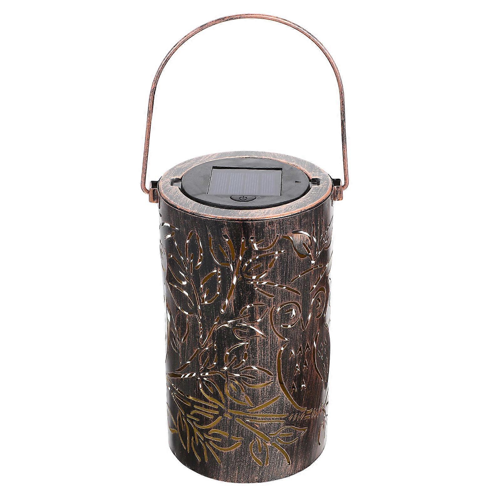 Garden Solar Ornaments Waterproof Retro Style Owl Pattern Lantern 1Set