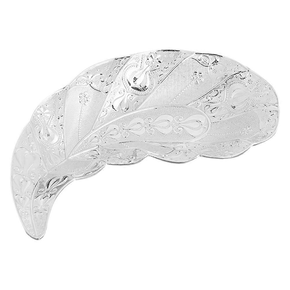 Vintage Jewelry Holder Metal Trinket Tray Desktop Display Plate For Home Decor Silver Tulip Shape European Retro Minimalist 22.50X10.40X2.22CM 1Pcs