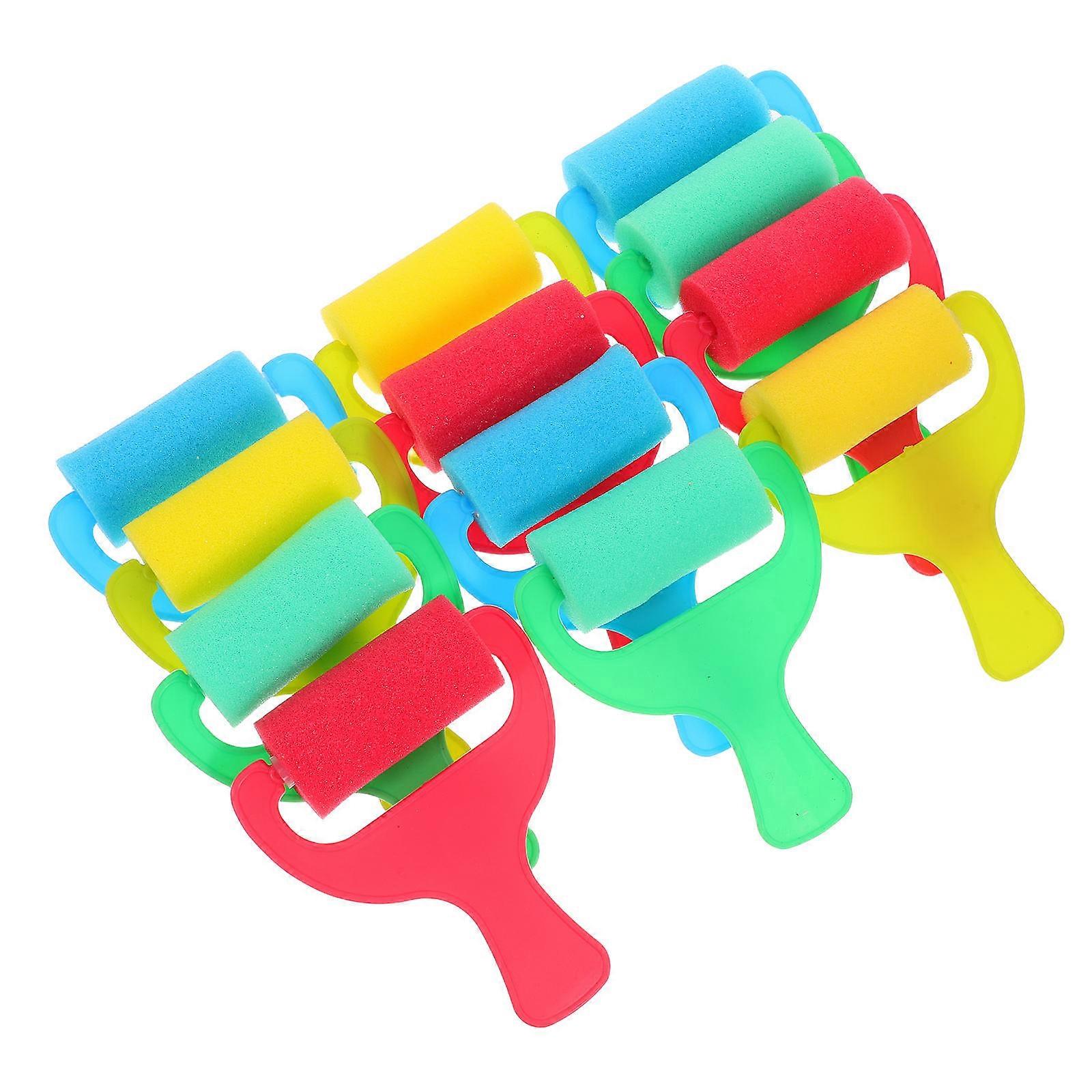 12PCS DIY Sponge Painting Roller Set with Easy Grip Handles for Canvas Art & Craft Projects – Multi Roller Kit for Creative Painting & Drawing Tools
