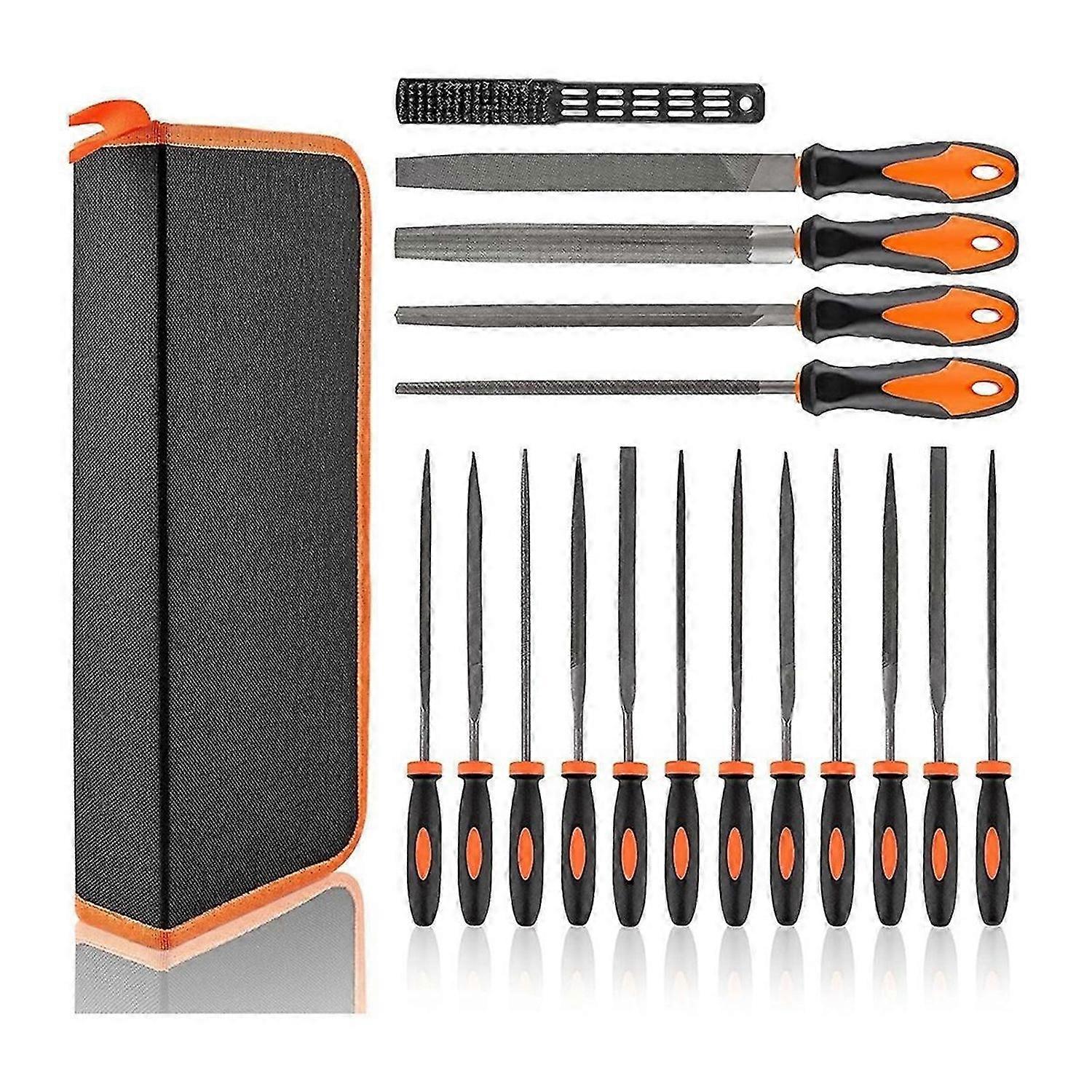 17-Piece Metal File Set, Upgraded Half-Wheeler, Angle, Round, Flat and Needle Files for Plastic and