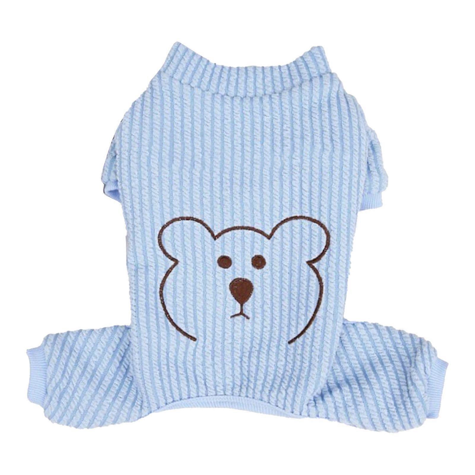Dog Warm Clothes Stylish Cute Cartoon Pattern Letter Design Soft Comfortable Puppy Clothes for Outdoor Indoor Blue XL