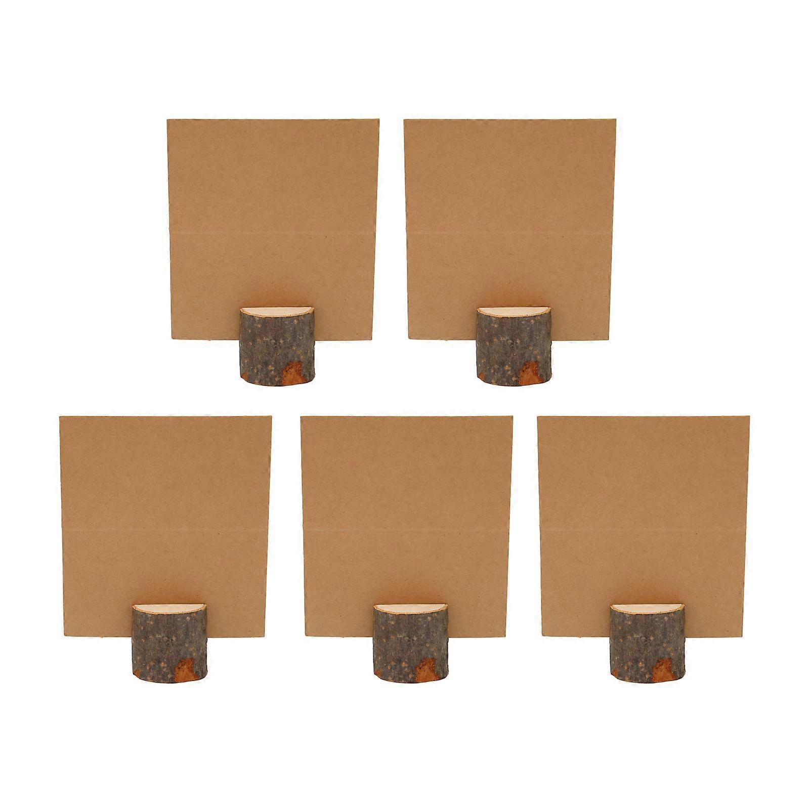 5Pcs Wood Place Card Holders 1.2in Wide Rustic Style Stable Widely Used Table Number Stands with Cards for Party Wedding