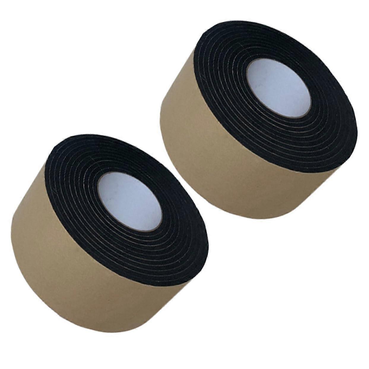 2 Rolls Self-Adhesive EVA Soundproofing Tape for Doors, Versatile Weather Stripping, Black, Durable and Easy to Install