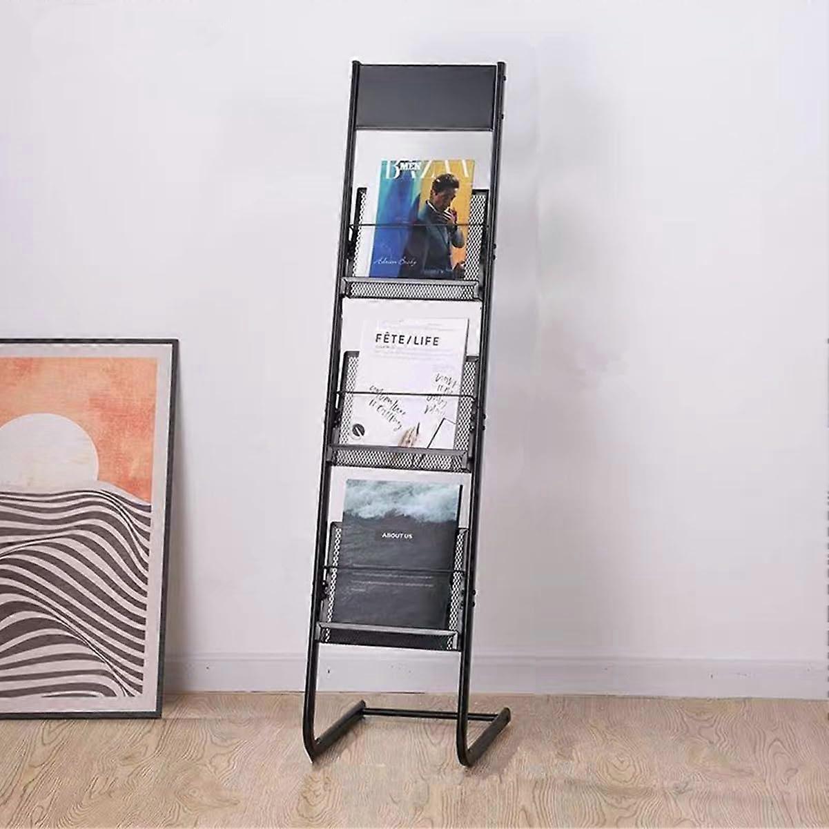 Magazine and brochure holder with 3 compartments, black.