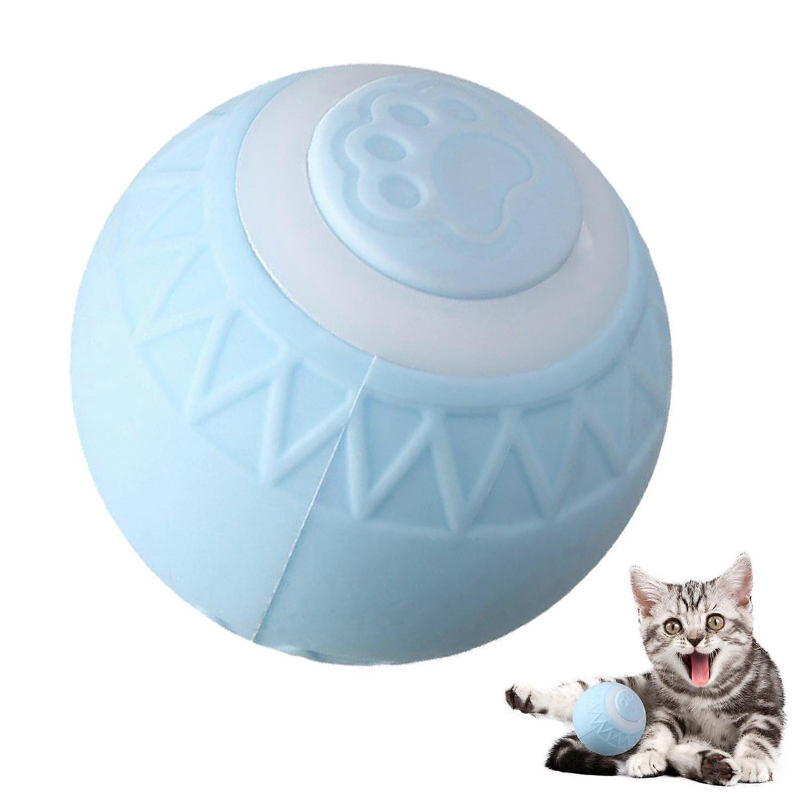 Electric Cat Toy Ball, Interactive Cat Play Ball, Smart Moving Cat Ball, USB Rechargeable, Intelligent Kitten Toy, Stimulates Hunting Instinct – Blue