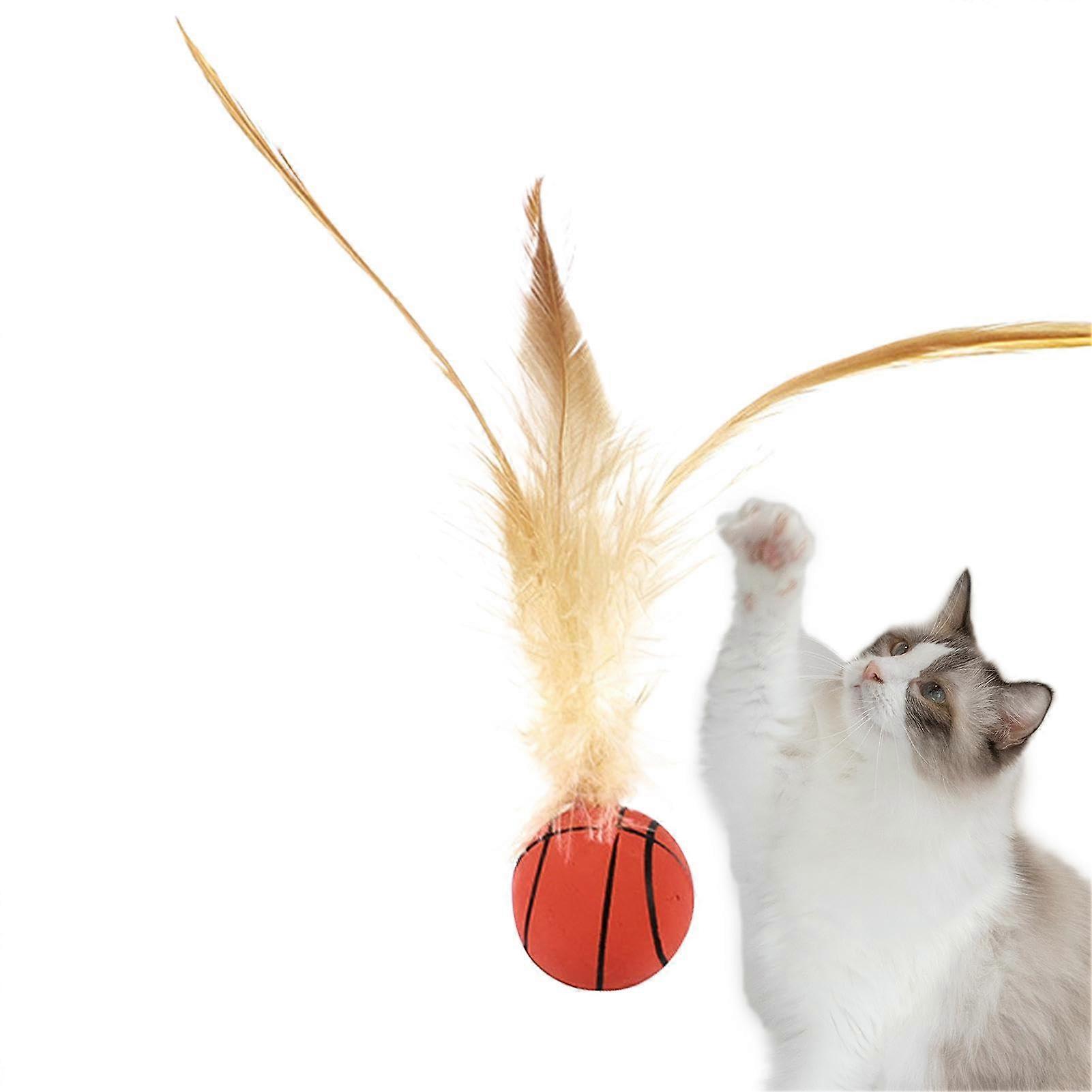 Kitten Ball Toy, Cat Feather Ball Toy – Interactive Cat Toy with Ball
