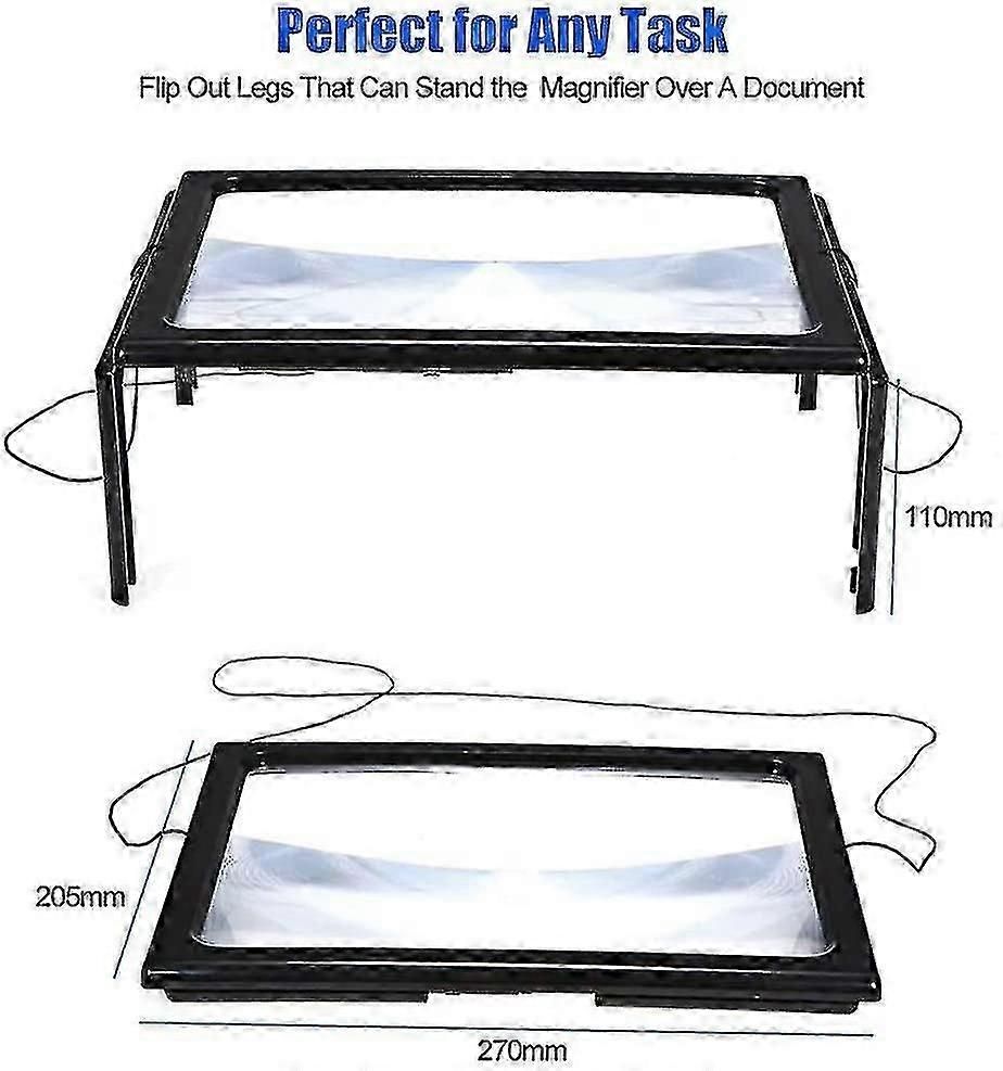 Lupa retangular Bjxy 1pcs para lupa de 3x full page com mãos leves livres A4 Full Page Reading Lupa Lar