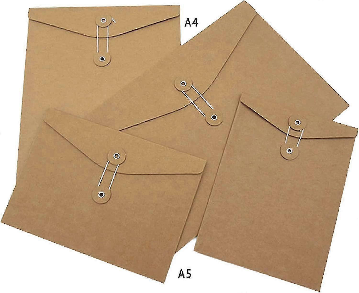 10 Pcs A4 Kraft String Envelope File Folders Organizer for Projects, Contracts, Bills, Meeting Documents, Office Supplies (Horizontal Versio